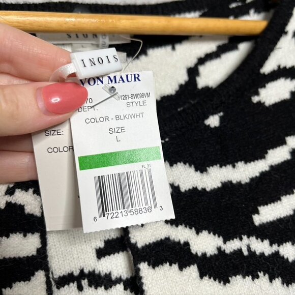 Sioni Zebra Duster Cardigan Size Large Viscose Black White NWT - Picture 8 of 11